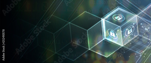 Cybersecurity and information or network protection. Future technology web services for business and internet project