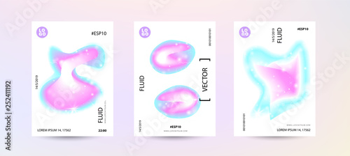 Fluid color abstract space cover set. Sparkle lucid background. Vector illustration of abstract gradient liquid shapes. Modern layout template design - Vector