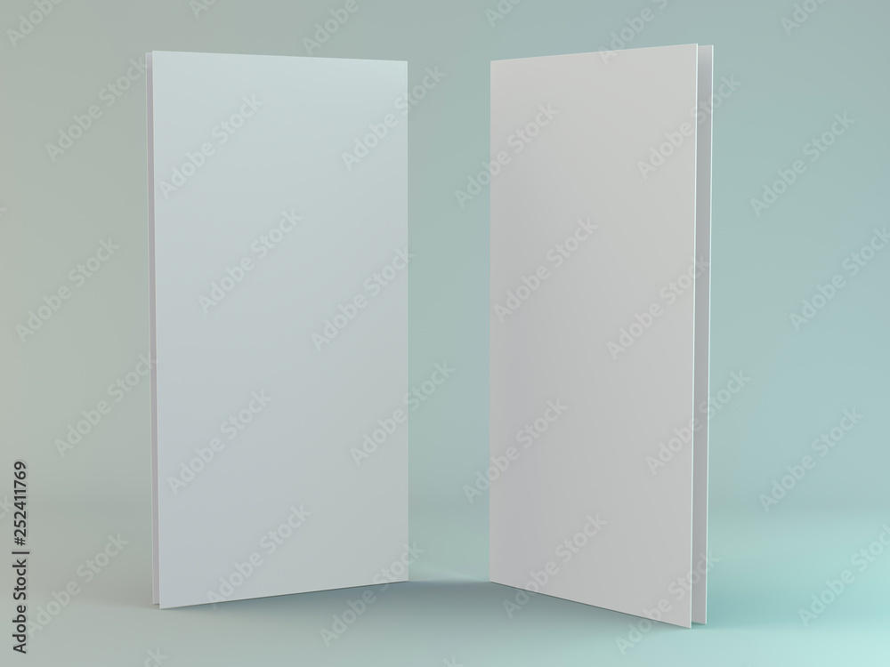Blank portrait mock-up paper. Brochure, magazine, postcard isolated. 3D Blank portrait mock-up paper. Brochure, magazine, postcard isolated. 3D