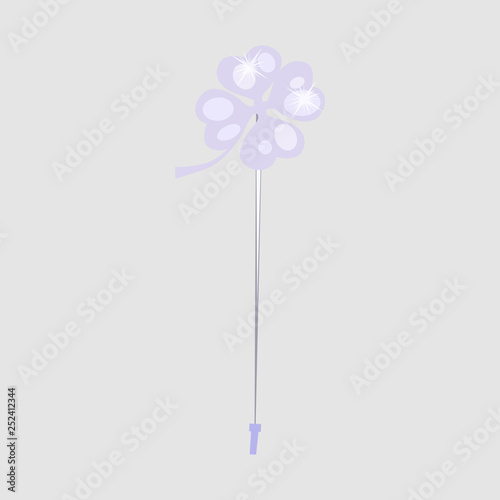 Brooch vector illustration. Plaque  pin  lilac flower shape. Jewelry concept. Vector illustration can be used for topics like gem store  accessory  style