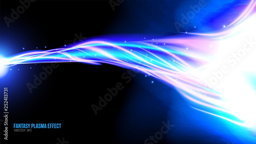 Illustration of plasma beam effect in art brush style. It is suitable for being used as a background or template in science or technology related theme such as: plasma, curvy light, electricity, etc. photo