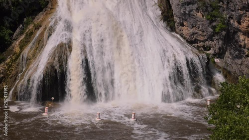 Extreme closeup of Turner Falls overflowing water after a flooding, Arbuckle Mountains, Oklahoma  photo