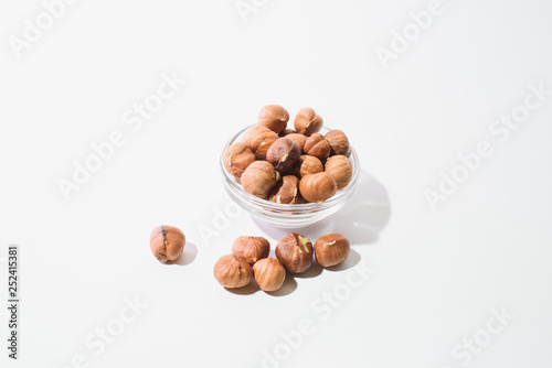 The top view of hazelnuts isolated on white background © Павел Костенко