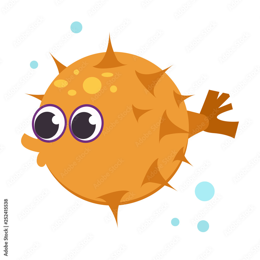 Porcupine fish flat icon. Puffer fish, blowfish, balloon fish. Sea cartoon  characters concept. Vector illustration can be used for topics like  animals, marine life, fauna Stock Vector | Adobe Stock