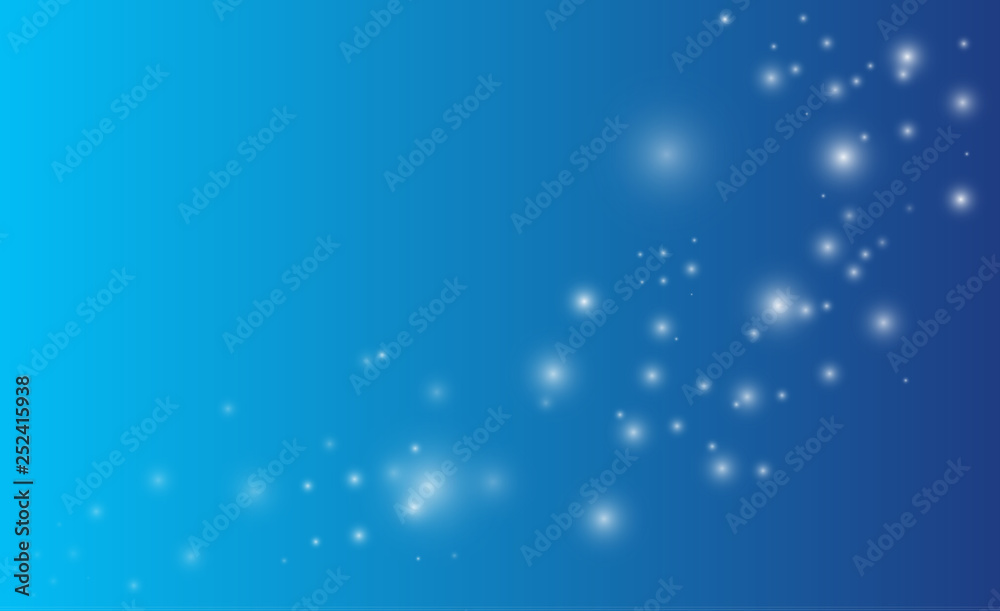 Lights on blue background. Magic concept. Vector white glitter wave abstract illustration. White star dust trail sparkling particles isolated
