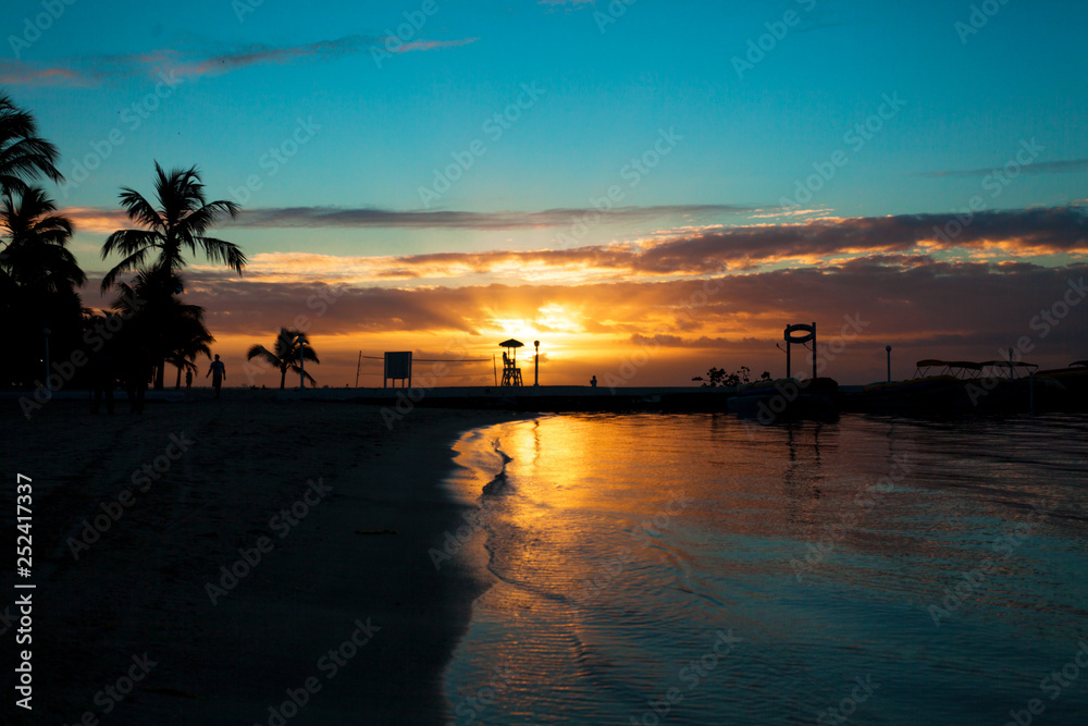 Sunset sea beach background