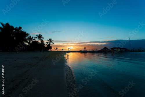 Sunset sea beach background