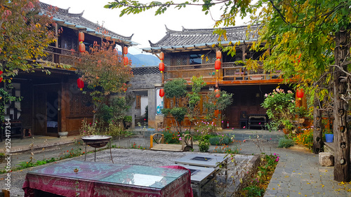 A small square in the old town of Baisha, Lijiang, Yunnan, China