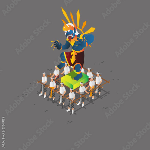 Isometric Balinese New Year Parade