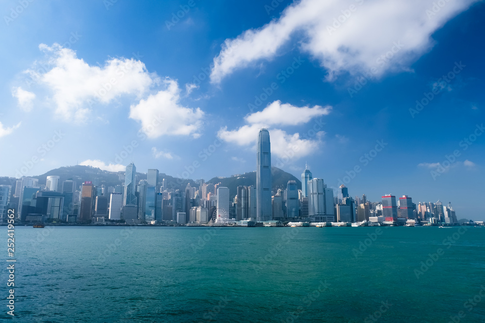 Naklejka premium Port Wiktorii w Hongkongu