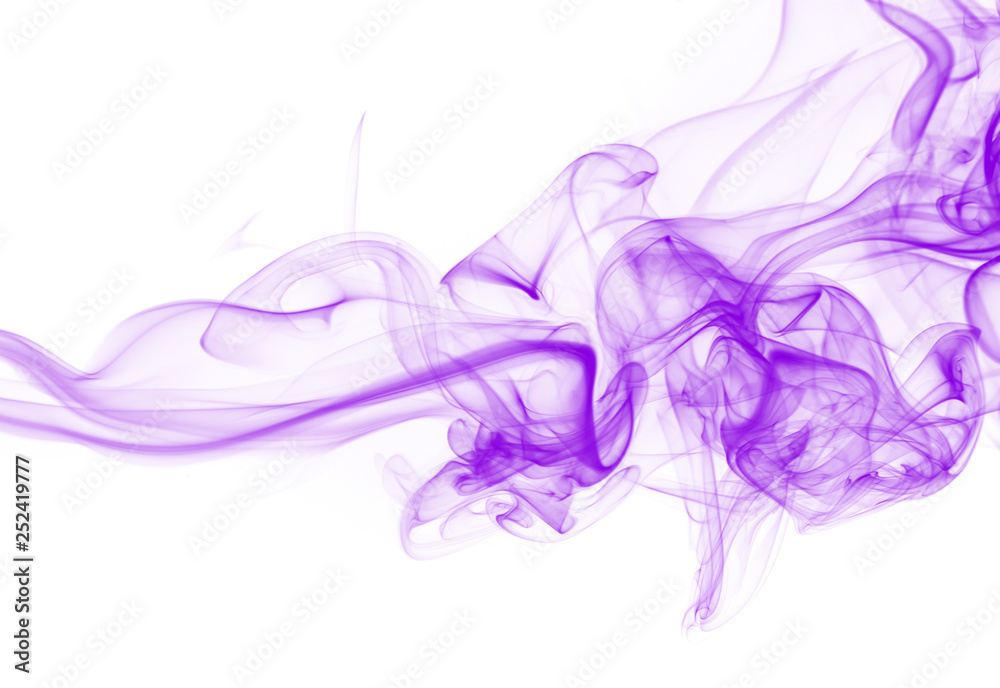 Purple smoke abstract on white background