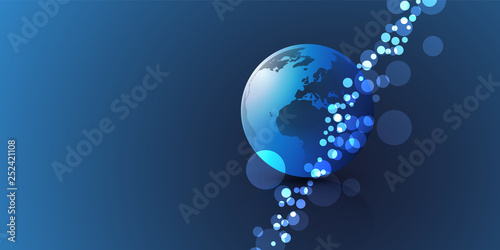 Dark Abstract Earth Globe Design, Background, Layout with Blue Sparkling Pattern 
