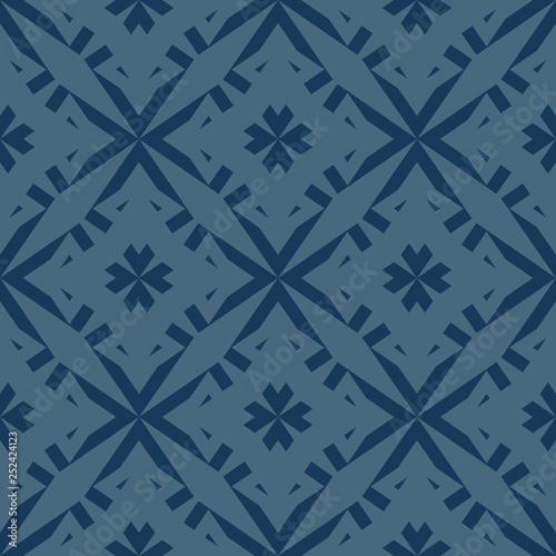 Vector geometric seamless pattern with flower shapes, diamonds, stars, grid, net