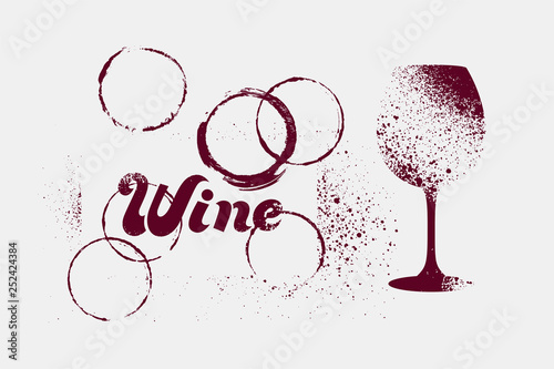 Wine typographical vintage grunge stencil splash style poster design. Retro vector illustration.