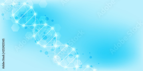 DNA strand background and genetic engineering or laboratory research. Medical technology and science concept.