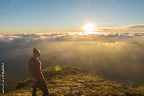 man alone mountains landscape