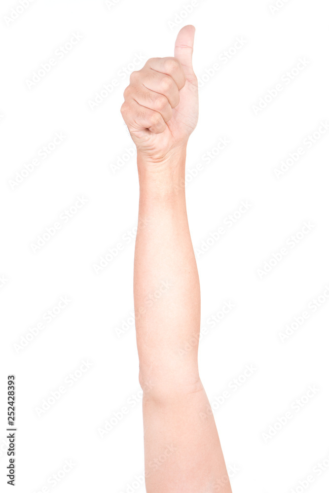 Male Caucasian hand gestures isolated over the white background. Male Caucasian hand gestures isolated over the white background.