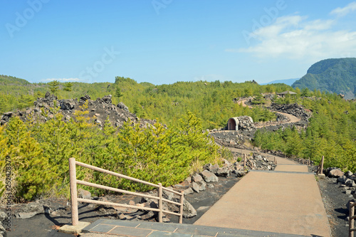 溶岩の中の遊歩道　桜島有村溶岩展望台　鹿児島県鹿児島市 photo