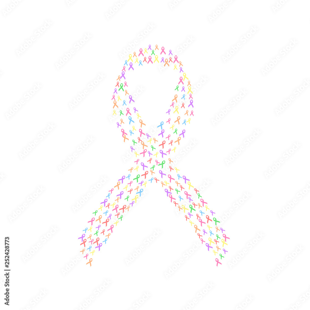 cancer ribbon multi color vector