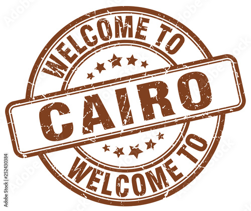 welcome to Cairo brown round vintage stamp