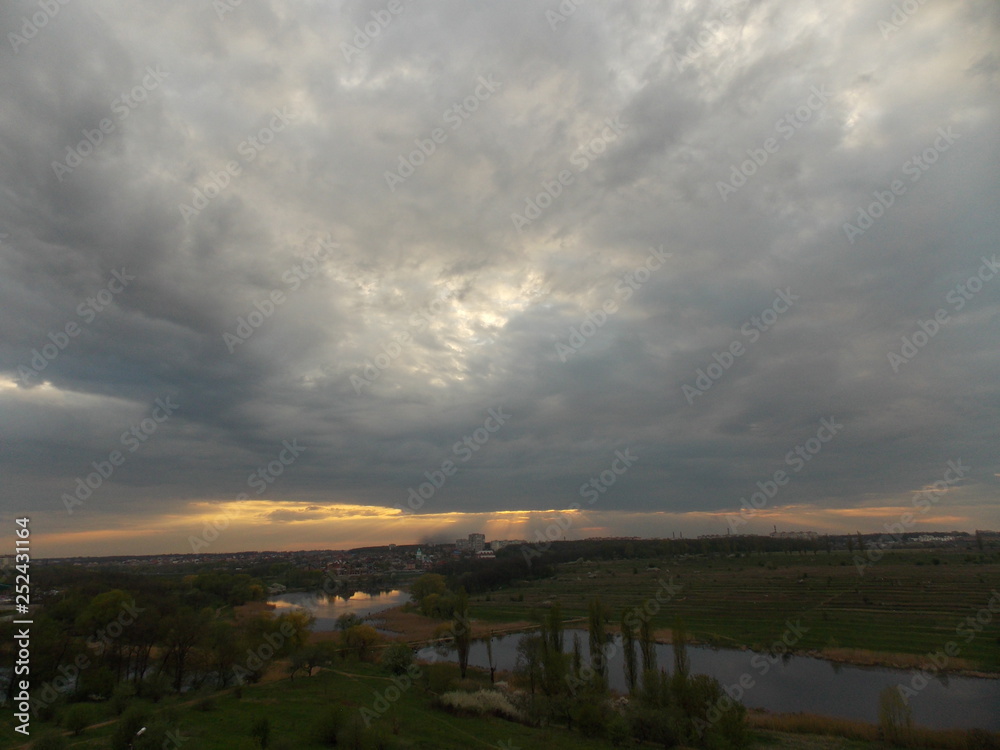 sunset over lake