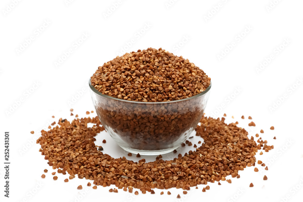 Buckwheat in premium glassware, isolated on white background. Close up, high resolution product. Buckwheat in premium glassware, isolated on white background. Close up, high resolution product.