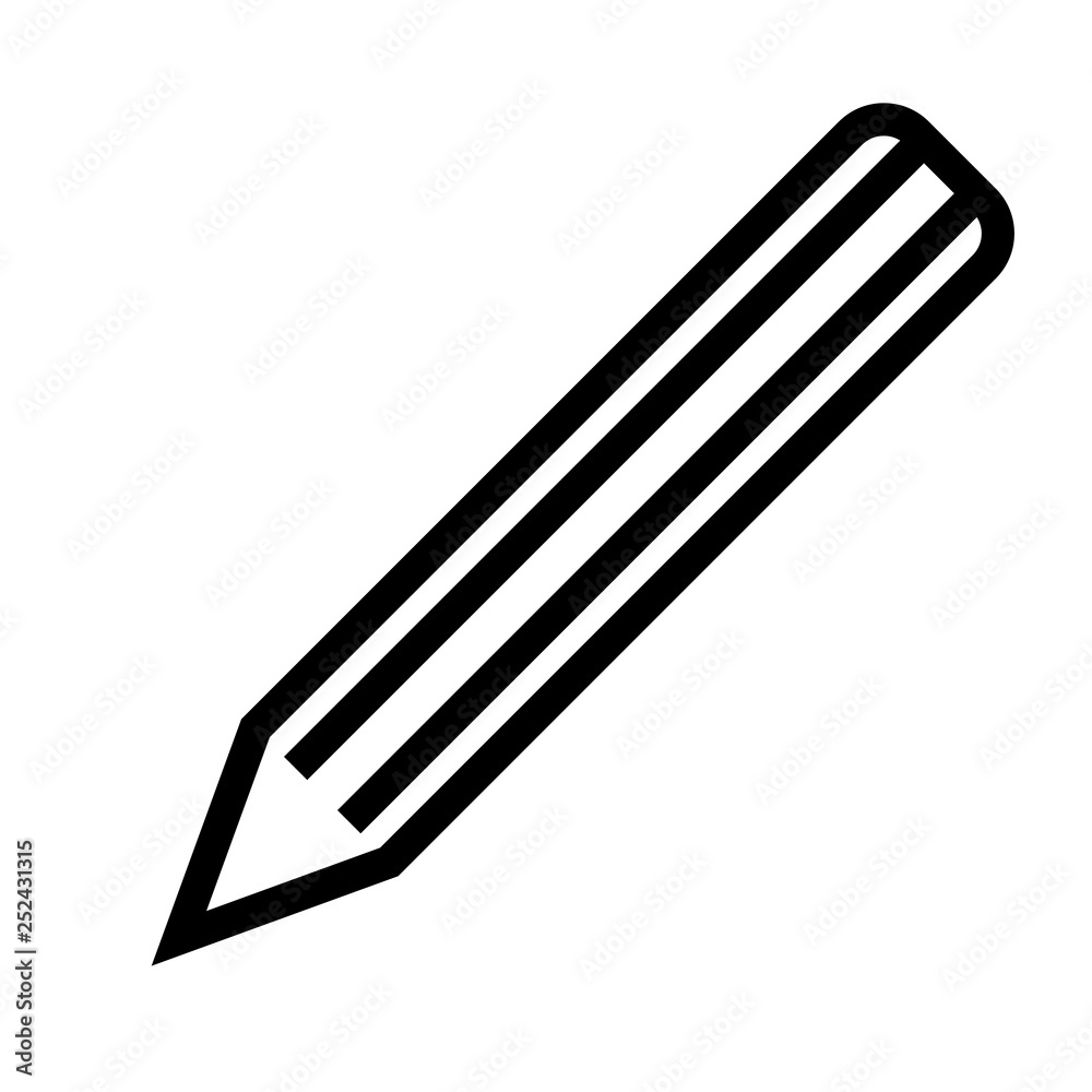 Pencil symbol icon - black simple outline, isolated - vector Pencil symbol icon - black simple outline, isolated - vector
