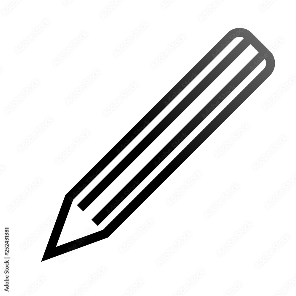 Pencil symbol icon - black gradient outline, isolated - vector Pencil symbol icon - black gradient outline, isolated - vector