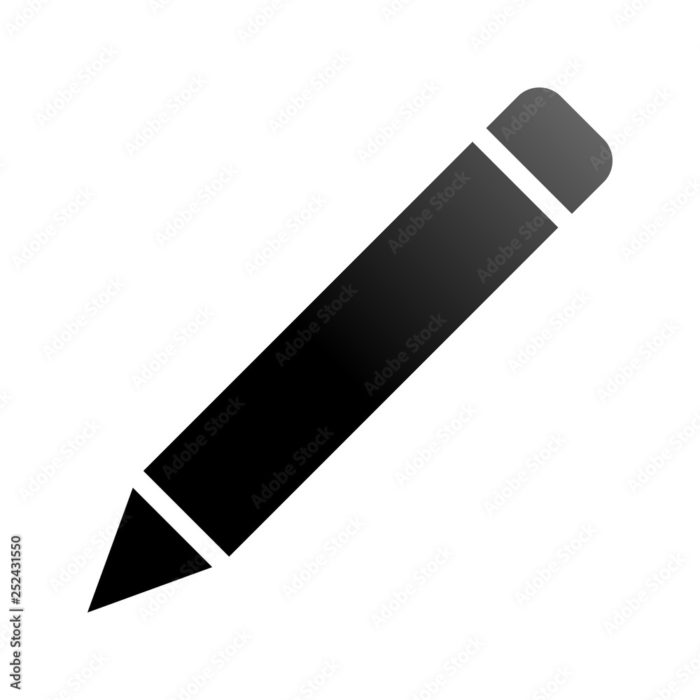 Pencil symbol icon - black gradient, isolated - vector Pencil symbol icon - black gradient, isolated - vector