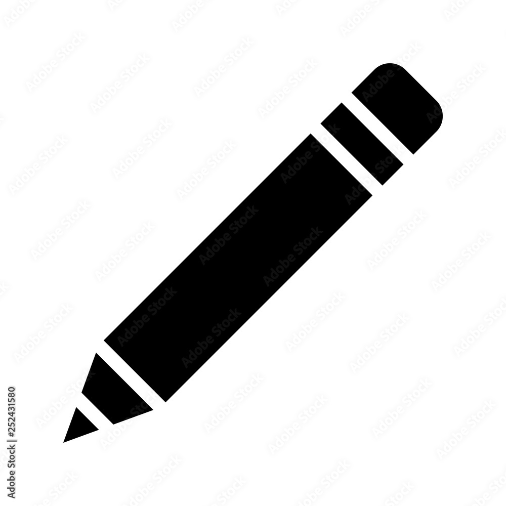 Pencil symbol icon - black simple, isolated - vector Pencil symbol icon - black simple, isolated - vector