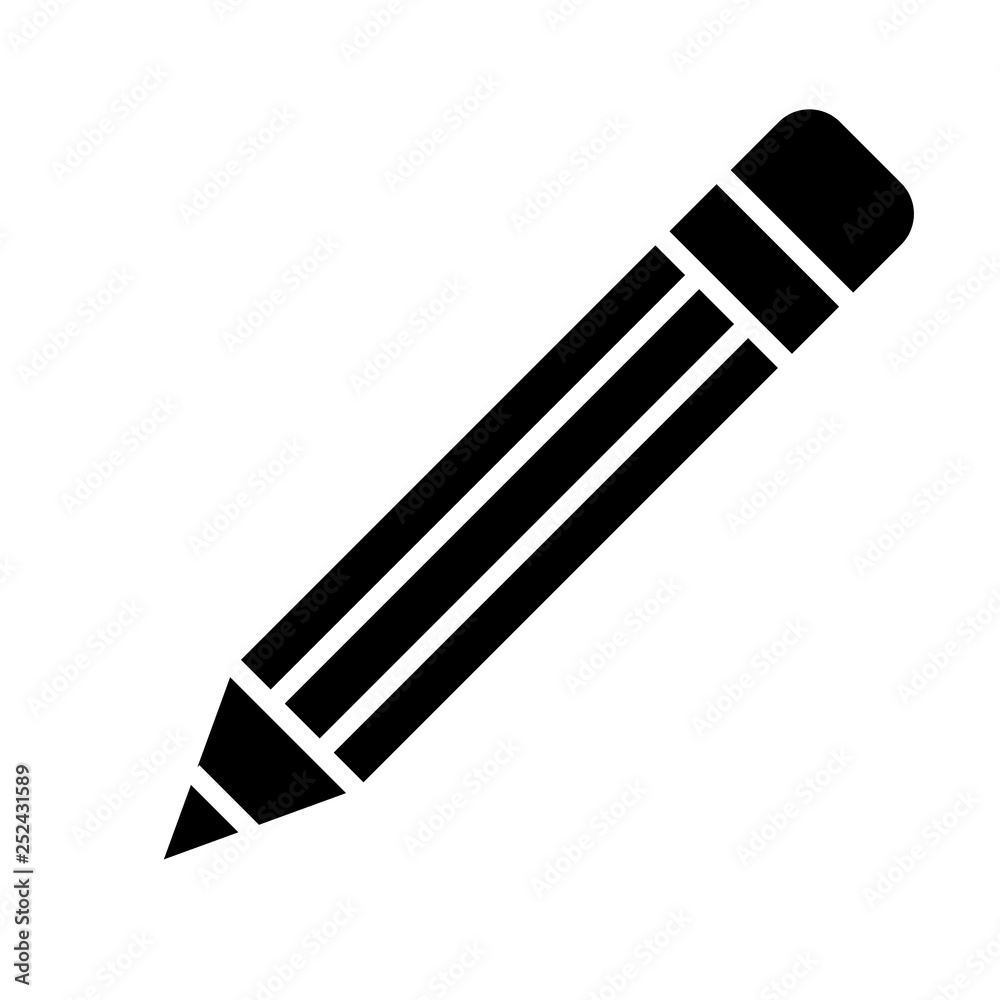 Pencil symbol icon - black simple, isolated - vector Pencil symbol icon - black simple, isolated - vector