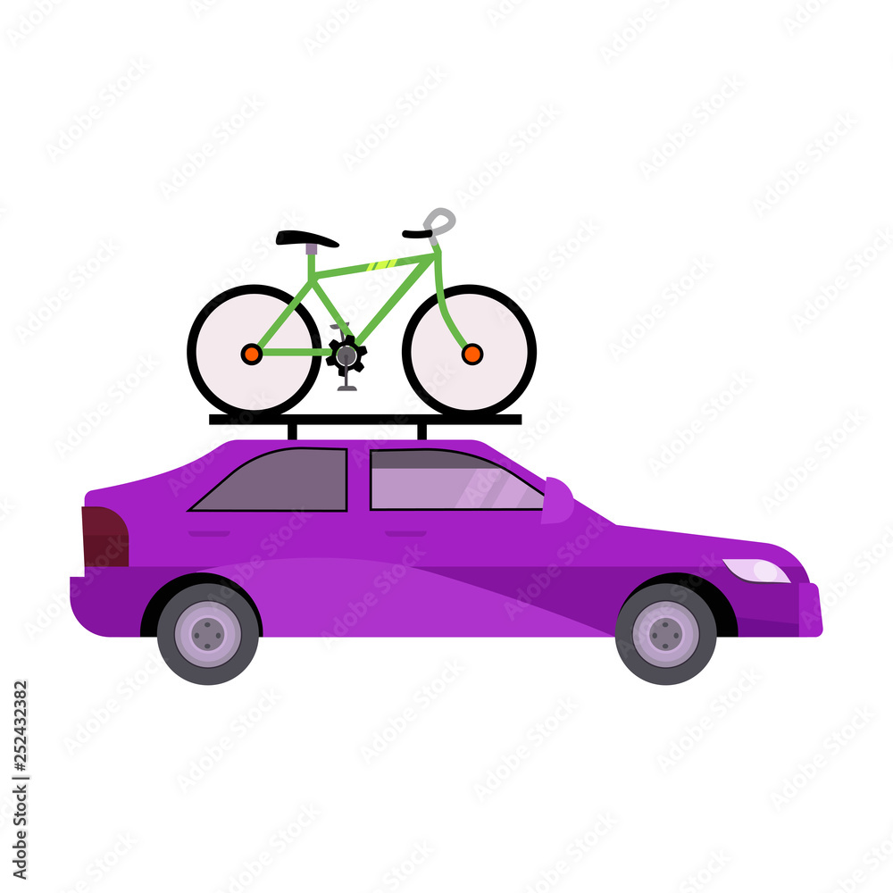 Bright purple car illustration. Auto, bicycle, transportation. Transport concept. Vector illustration can be used for topics like vehicles, transportation, trip