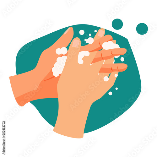 Handwashing illustration. Water, washing hands, cleaning. Hygiene concept. Vector illustration can be used for healthcare, skincare, hygiene