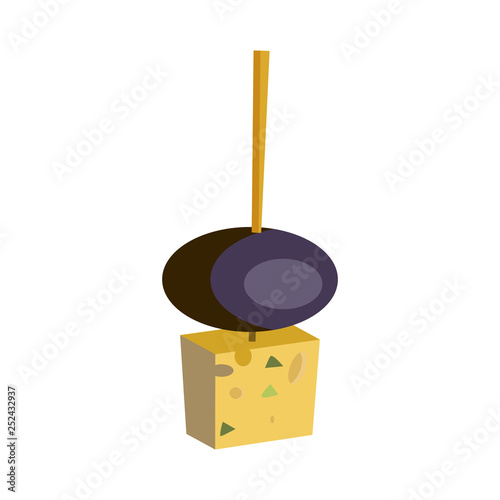 Olive with cheese illustration. Product, snack, eating. Food concept. Vector illustration can be used for topics like snacks, natural food, eco production