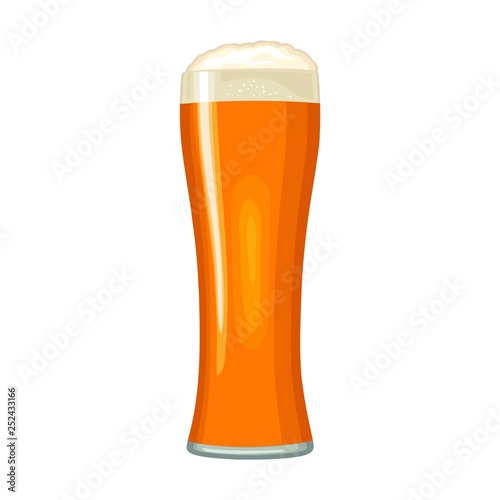 Glass with beer. Vector color flat icon. Isolated on white