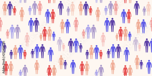 Different family types seamless pattern