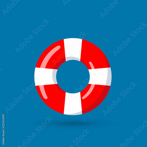 Life buoy isolated. Floating device for shipwreck survivals. Vector illustration in flat style.