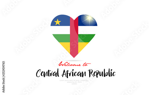 Welcome to The Central African Republic country flag inside love heart creative logo design Free Download Welcome to The Central African Republic country flag inside love heart creative logo design - GFXLoad