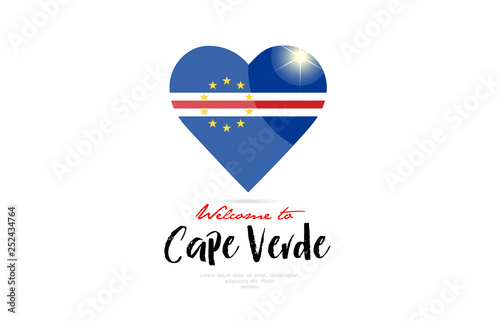 Welcome to Cape Verde country flag inside love heart creative logo design Free Download Welcome to Cape Verde country flag inside love heart creative logo design - GFXLoad