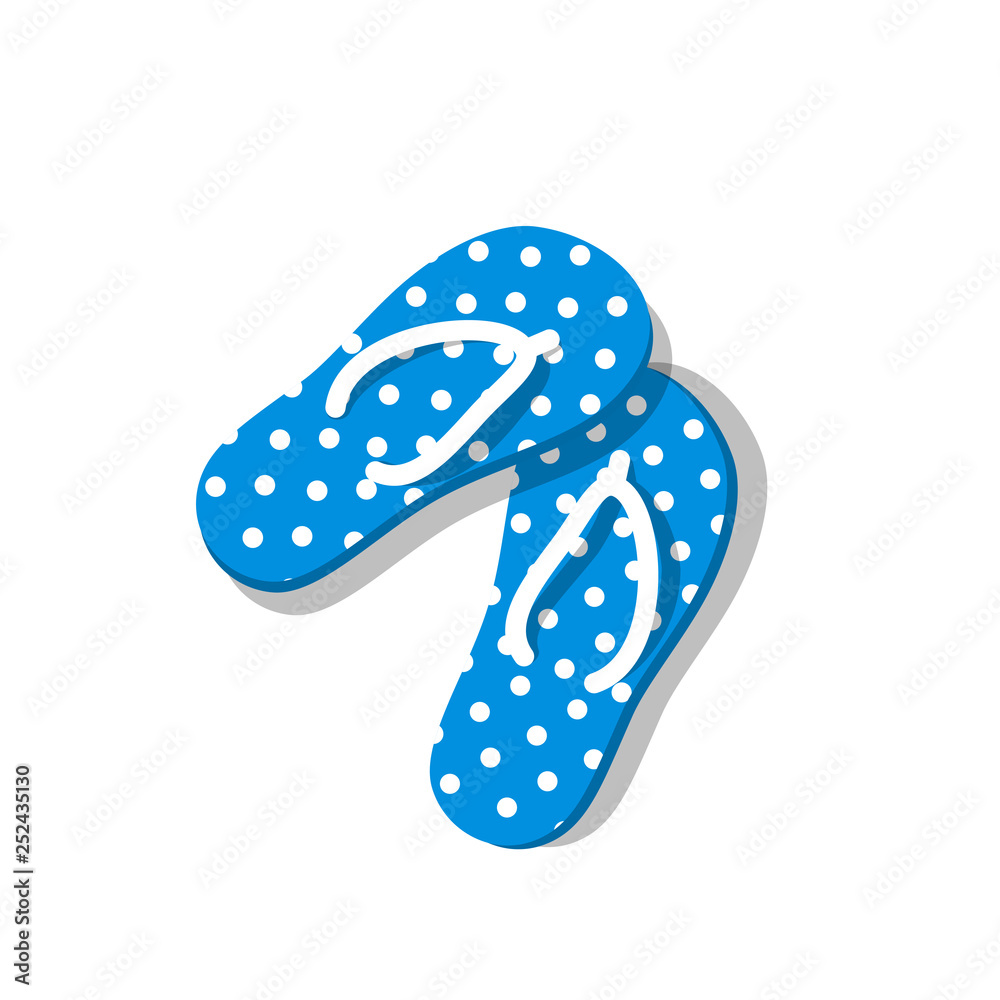 Blue beach flip-flops. Vector illustration in flat style. Blue beach flip-flops. Vector illustration in flat style.
