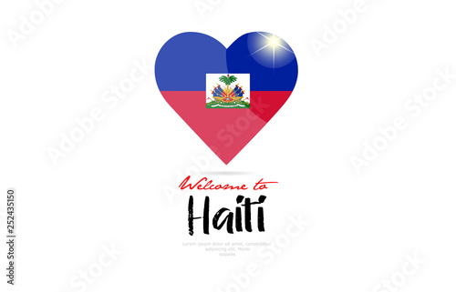 Welcome to Haiti country flag inside love heart creative logo design Free Download Welcome to Haiti country flag inside love heart creative logo design - GFXLoad