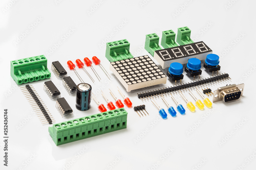 Details of electronic products on a white background. Details of electronic products on a white background.