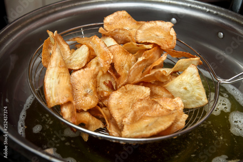 Indian Traditional Cassava or tapioca Chips photo