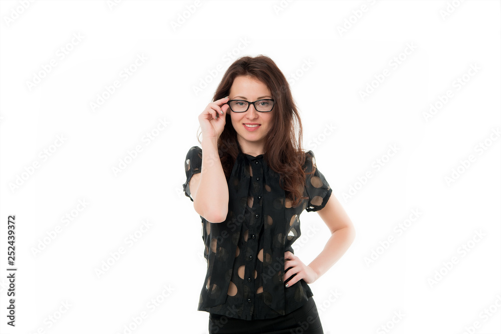 Feeling sexy. Female business concept. Confident business manager. Woman eyeglasses attractive teacher or lecturer. Business lady smart office manager. Girl wear formal clothes white background Feeling sexy. Female business concept. Confident business manager. Woman eyeglasses attractive teacher or lecturer. Business lady smart office manager. Girl wear formal clothes white background