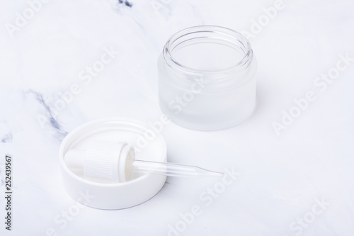 White glass containers for natural organic cosmetics