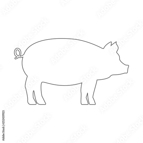 Pig silhouette. Outline. Vector.