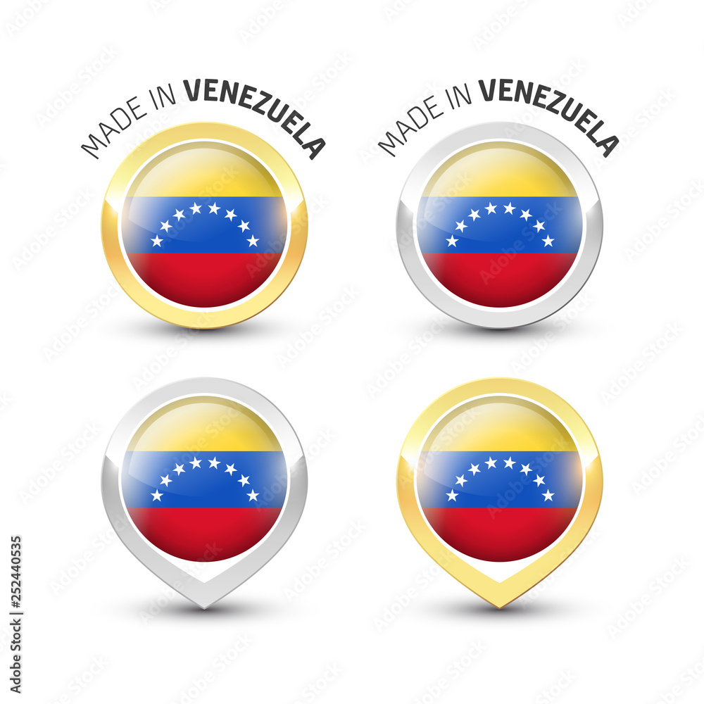 Made in Venezuela - Round labels with flags Made in Venezuela - Round labels with flags