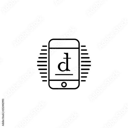 Mobile phone with Dong symbol. Vietnam currency sign