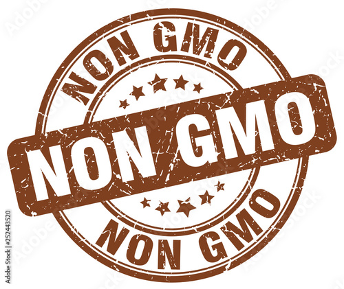non gmo brown grunge round vintage rubber stamp