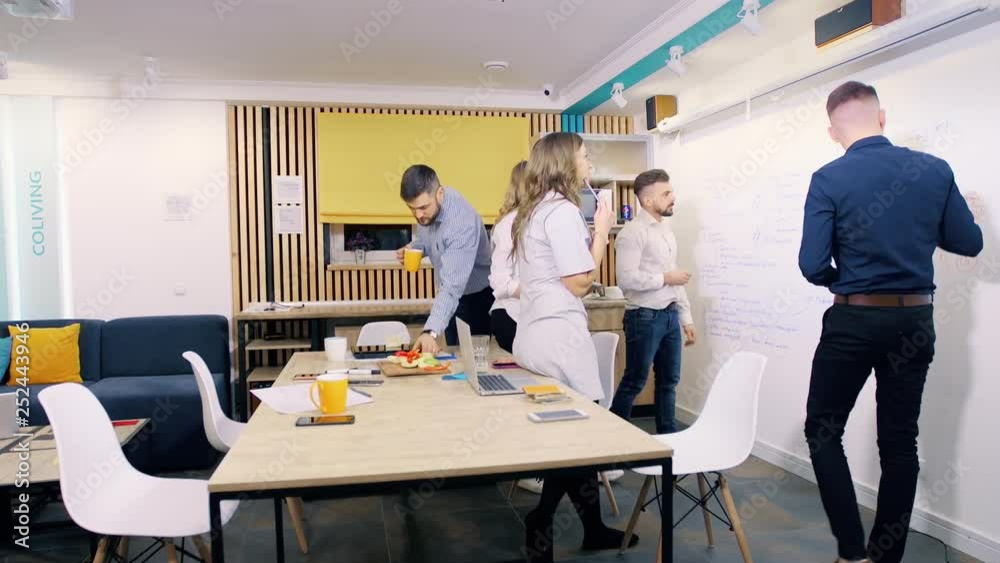 Office work during the day. Colleagues works in boardroom, timelapse video. Office work during the day. Colleagues works in boardroom, timelapse video.